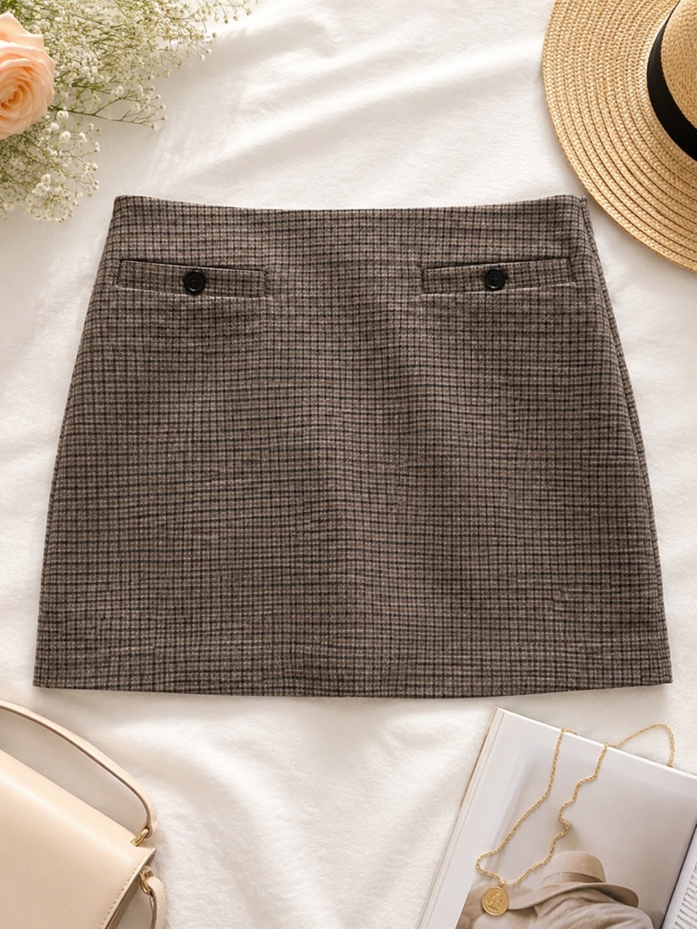 Madewell Wool Mini Skirt Brown Plaid Size 10